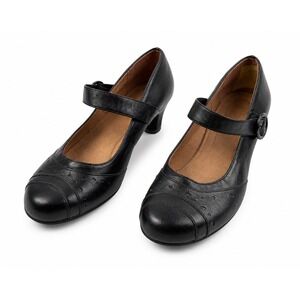 Comfort Plus by Predictions Black Leather Mary Jane Heels Women's Size 7.5
